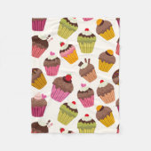 Cupcake Muster, Muffin Muster, Schokolade, Herz Fleecedecke (Vorderseite)