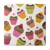 Cupcake Muster, Muffin Muster, Schokolade, Herz Fliese (Vorderseite)