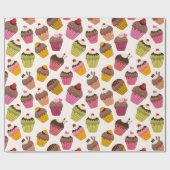 Cupcake Muster, Muffin Muster, Schokolade, Herz Geschenkpapier (Flach)