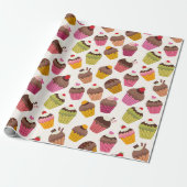Cupcake Muster, Muffin Muster, Schokolade, Herz Geschenkpapier (Ungerollt)