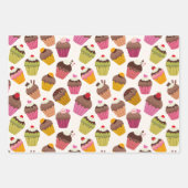 Cupcake Muster, Muffin Muster, Schokolade, Herz Geschenkpapier Set (Vorderseite 3)