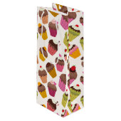 Cupcake Muster, Muffin Muster, Schokolade, Herz Geschenktüte Für Weinflaschen (Vorderseite Schrägansicht)