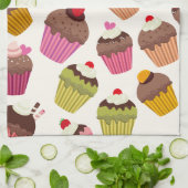 Cupcake Muster, Muffin Muster, Schokolade, Herz Geschirrtuch (Gefaltet)