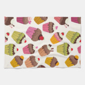 Cupcake Muster, Muffin Muster, Schokolade, Herz Geschirrtuch (Horizontal)