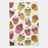 Cupcake Muster, Muffin Muster, Schokolade, Herz Geschirrtuch (Vertikal)