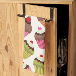 Cupcake Muster, Muffin Muster, Schokolade, Herz Geschirrtuch