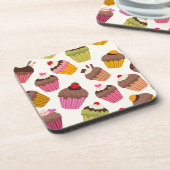 Cupcake Muster, Muffin Muster, Schokolade, Herz Getränkeuntersetzer (Linke Seite)