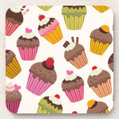 Cupcake Muster, Muffin Muster, Schokolade, Herz Getränkeuntersetzer (Vorderseite)