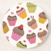 Cupcake Muster, Muffin Muster, Schokolade, Herz Getränkeuntersetzer (Vorne)