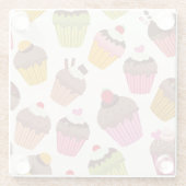 Cupcake Muster, Muffin Muster, Schokolade, Herz Glasuntersetzer (Rückseite)