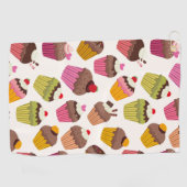Cupcake Muster, Muffin Muster, Schokolade, Herz Golfhandtuch (Horizontal)
