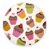 Cupcake Muster, Muffin Muster, Schokolade, Herz Keramikknauf (Vorderseite)