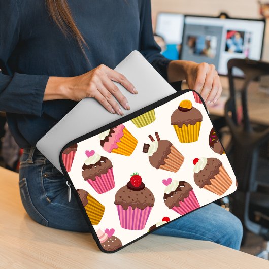 Cupcake Muster, Muffin Muster, Schokolade, Herz Laptopschutzhülle