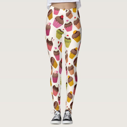 Cupcake Muster, Muffin Muster, Schokolade, Herz Leggings (Vorderseite)