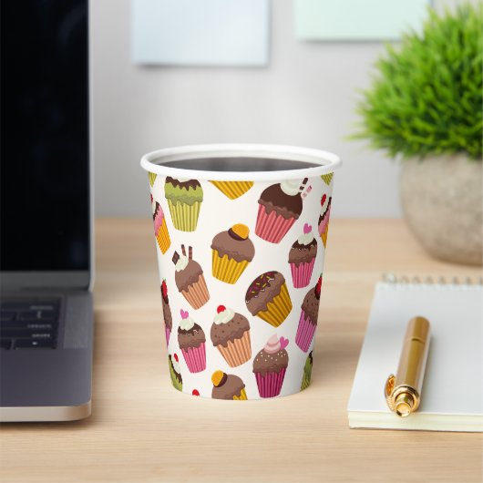 Cupcake Muster, Muffin Muster, Schokolade, Herz Pappbecher (InSitu)