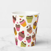 Cupcake Muster, Muffin Muster, Schokolade, Herz Pappbecher (Links)