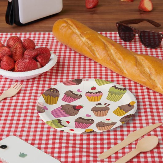 Cupcake Muster, Muffin Muster, Schokolade, Herz Pappteller (Picknick)