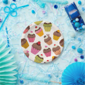 Cupcake Muster, Muffin Muster, Schokolade, Herz Pappteller (Party)