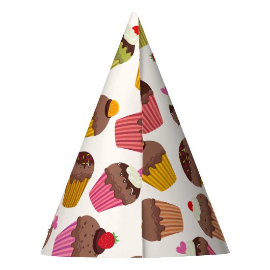 Cupcake Muster, Muffin Muster, Schokolade, Herz Partyhütchen (Rückseite)