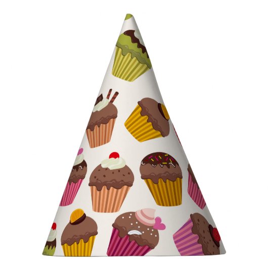 Cupcake Muster, Muffin Muster, Schokolade, Herz Partyhütchen (Rechts)