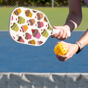 Cupcake Muster, Muffin Muster, Schokolade, Herz Pickleball Schläger