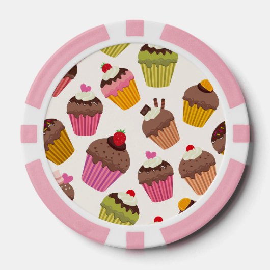 Cupcake Muster, Muffin Muster, Schokolade, Herz Pokerchips (Vorderseite)