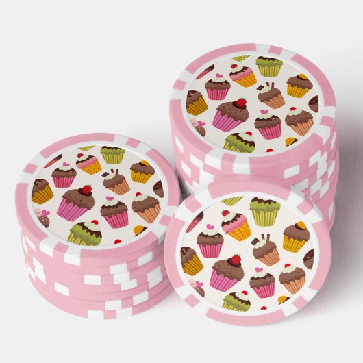 Cupcake Muster, Muffin Muster, Schokolade, Herz Pokerchips (Stapel)