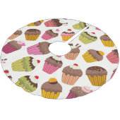 Cupcake Muster, Muffin Muster, Schokolade, Herz Polyester Weihnachtsbaumdecke (Schrägansicht)