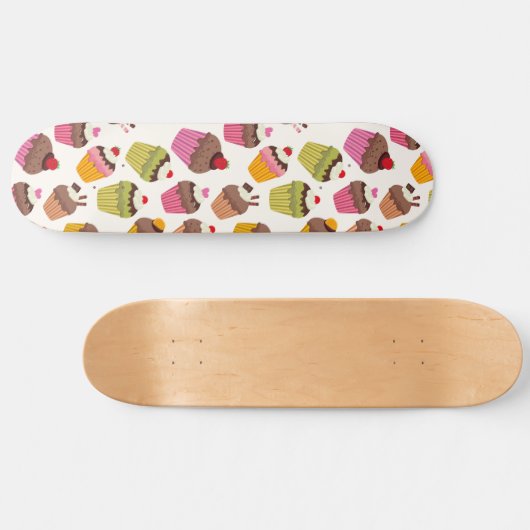 Cupcake Muster, Muffin Muster, Schokolade, Herz Skateboard (Horizontal)