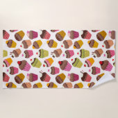 Cupcake Muster, Muffin Muster, Schokolade, Herz Strandtuch (Vorderseite)