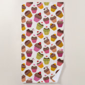 Cupcake Muster, Muffin Muster, Schokolade, Herz Strandtuch (Vorderseite)
