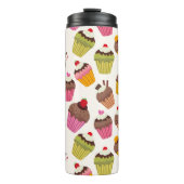 Cupcake Muster, Muffin Muster, Schokolade, Herz Thermosbecher (Vorderseite)