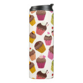 Cupcake Muster, Muffin Muster, Schokolade, Herz Thermosbecher (Nach links gedreht)