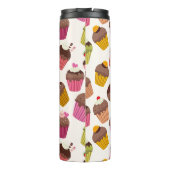 Cupcake Muster, Muffin Muster, Schokolade, Herz Thermosbecher (Rückseite)
