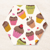 Cupcake Muster, Muffin Muster, Schokolade, Herz Untersetzer (Vorderseite)