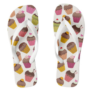 Cupcake-Muster, Muffin-Muster, Schokolade, Herzen Badesandalen