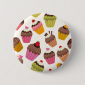 Cupcake-Muster, Muffin-Muster, Schokolade, Herzen Button (Vorderseite)