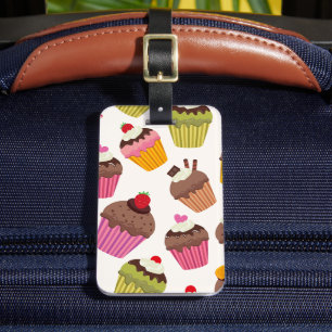 Cupcake-Muster, Muffin-Muster, Schokolade, Herzen Gepäckanhänger