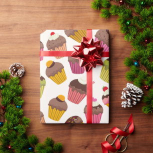 Cupcake-Muster, Muffin-Muster, Schokolade, Herzen Geschenkpapier