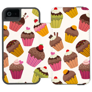 Cupcake-Muster, Muffin-Muster, Schokolade, Herzen Incipio Watson™ iPhone 5 Geldbörsen Hülle