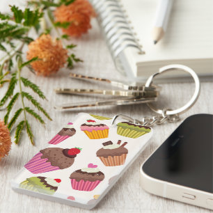 Cupcake-Muster, Muffin-Muster, Schokolade, Herzen Schlüsselanhänger