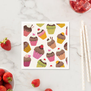 Cupcake-Muster, Muffin-Muster, Schokolade, Herzen Serviette