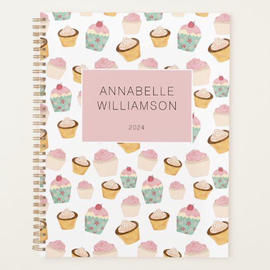 Cupcake Muster Personalisiert Planer (Vorderseite)