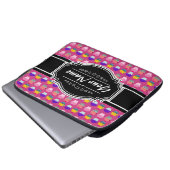 Cupcake Muster Schwarzer Personalisierter Name Laptopschutzhülle (Vorne Knopf)