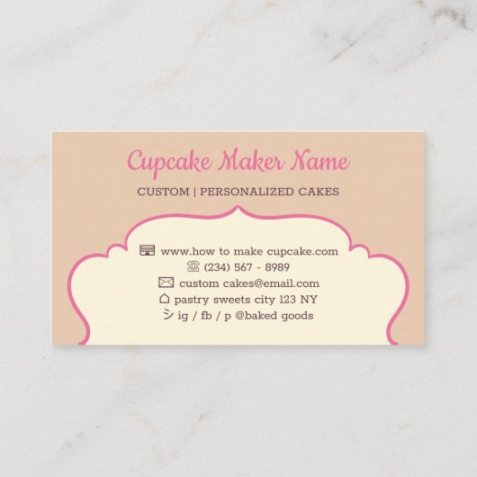 Cupcake Niedlich Baker Desserts Süßigkeiten Visitenkarte (Rückseite)