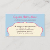 Cupcake Niedlich Baker Süßigkeiten Visitenkarte (Rückseite)