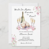 Cupcake oder Cava Delicate Pink Brautparty Einladung (Vorderseite)