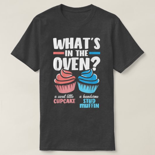Cupcake oder Muffin Baby Shower Gender Reveal Part T-Shirt (Design vorne)