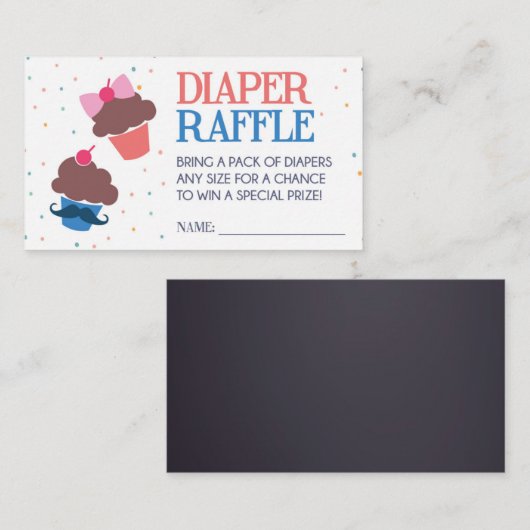 Cupcake oder Muffin Diaper Raffle Ticket Begleitkarte (Vorne/Hinten)