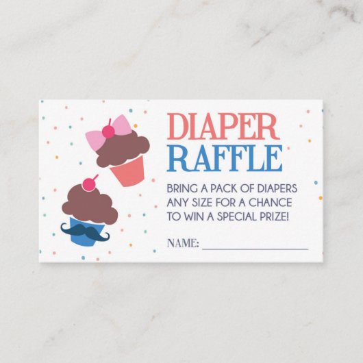Cupcake oder Muffin Diaper Raffle Ticket Begleitkarte (Vorderseite)